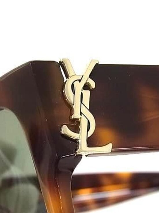 Saint Laurent Sunglasses SL Clear Brown Lens Green Acetate Tortoiseshell Eyewear